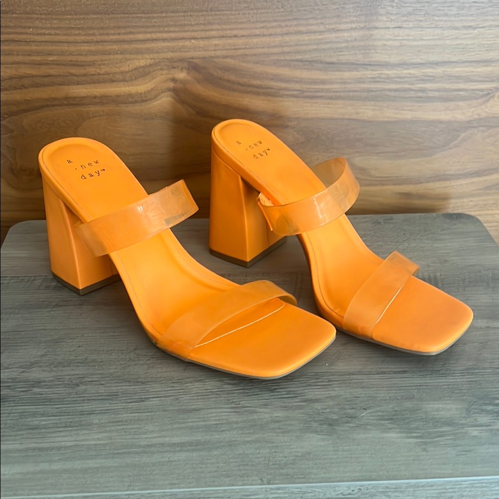 A New Day Women's Orange Heeled Sandals